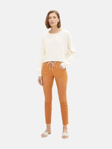 Coupe slim Pantalon TOM TAILOR en marron