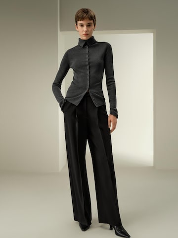 Lilysilk Trui 'Slim Fit Seiden-Kaschmir Pullover' in Grijs