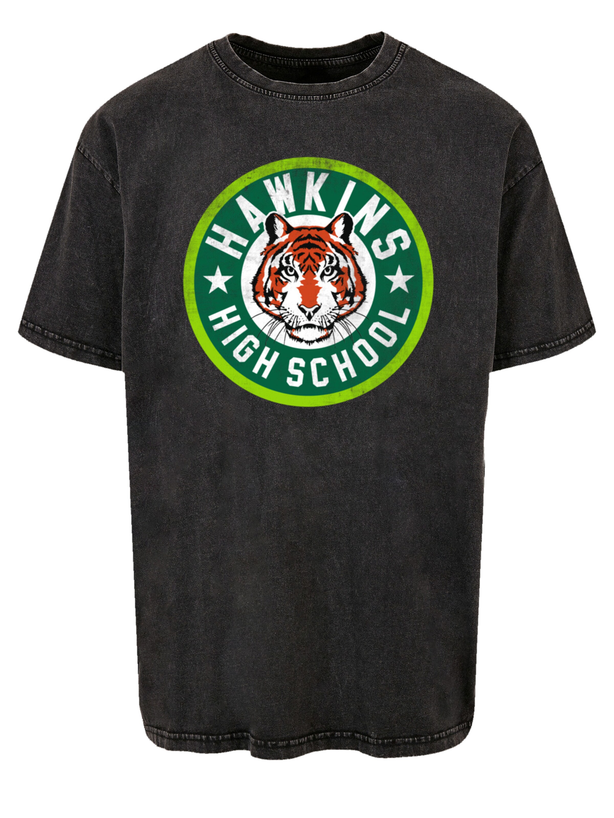 F4NT4STIC T-Shirt 'Stranger Things Hawkins Netflix TV Series' in Schwarz: Vorderseite