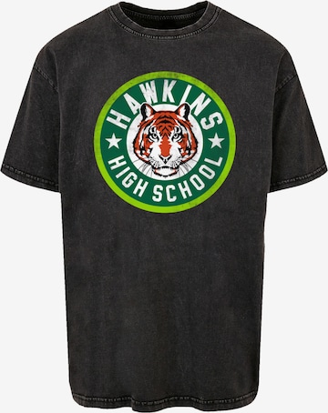 F4NT4STIC T-Shirt 'Stranger Things Hawkins Netflix TV Series' in Schwarz: Vorderseite