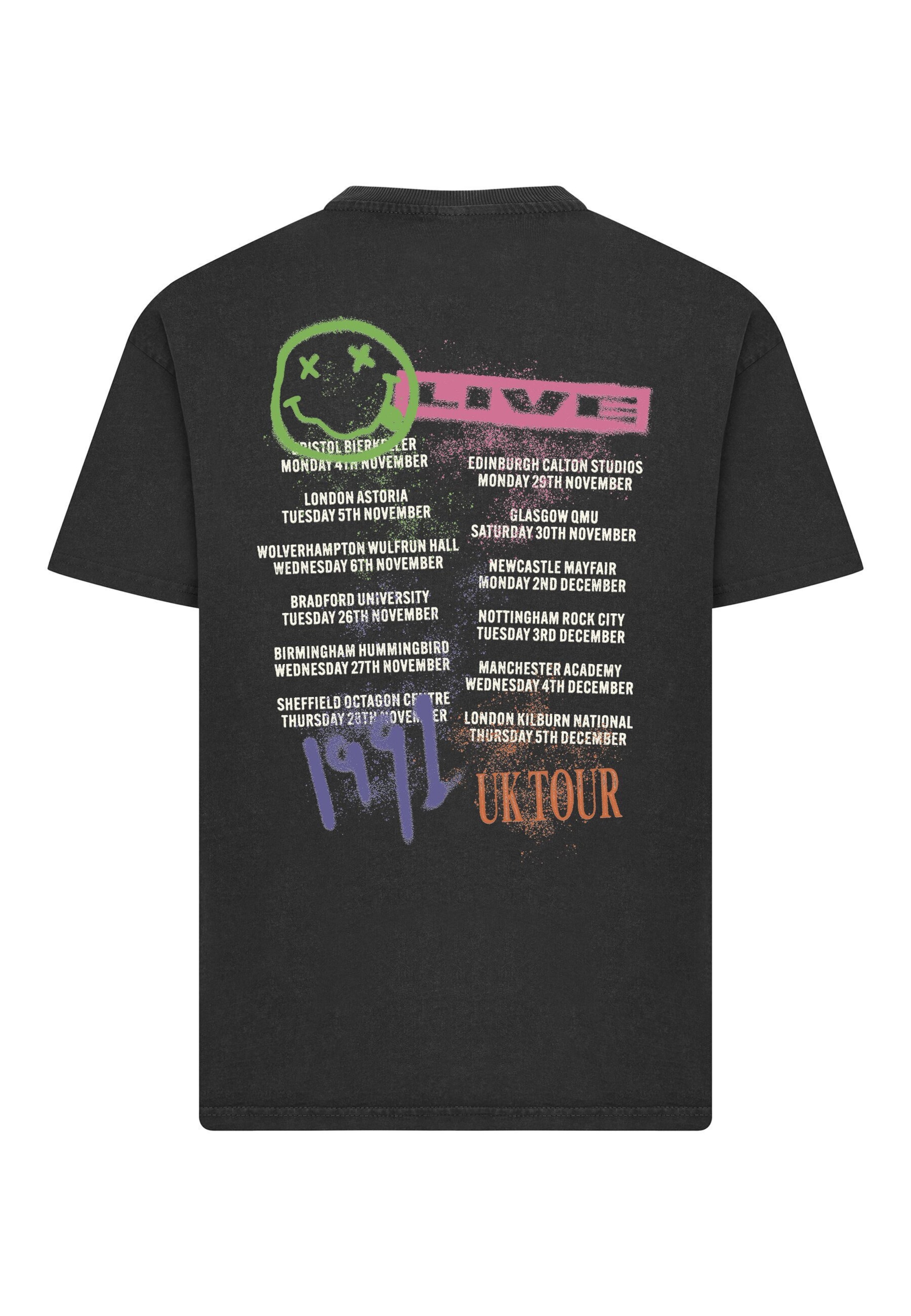 Merchcode Shirt 'Nirvana UK Tour' in Zwart