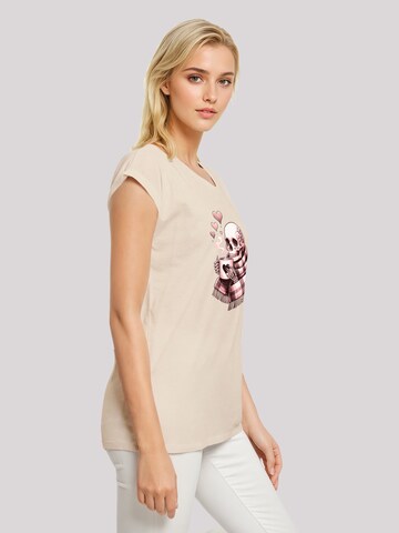 T-shirt 'Cozy Winter Skelett' F4NT4STIC en beige