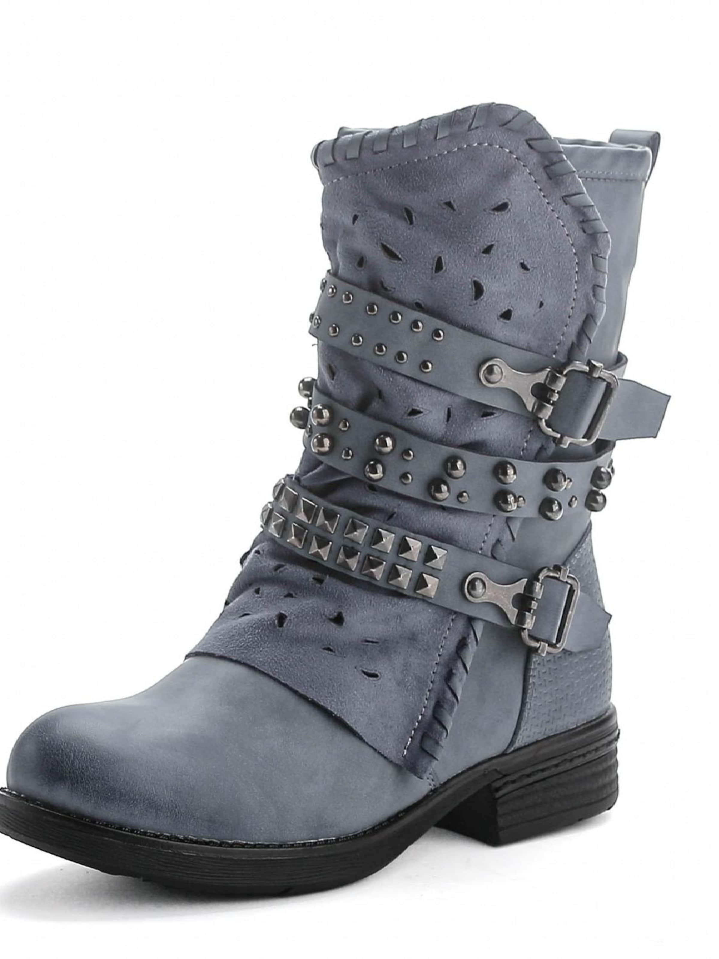 Pogolino Boots 'Damen Biker Boots Stiefeletten mit Nieten ST15'‌‌‌‌‌‌ in Blau: Vorderseite