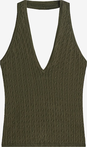 Top in maglia di Bershka in verde: frontale