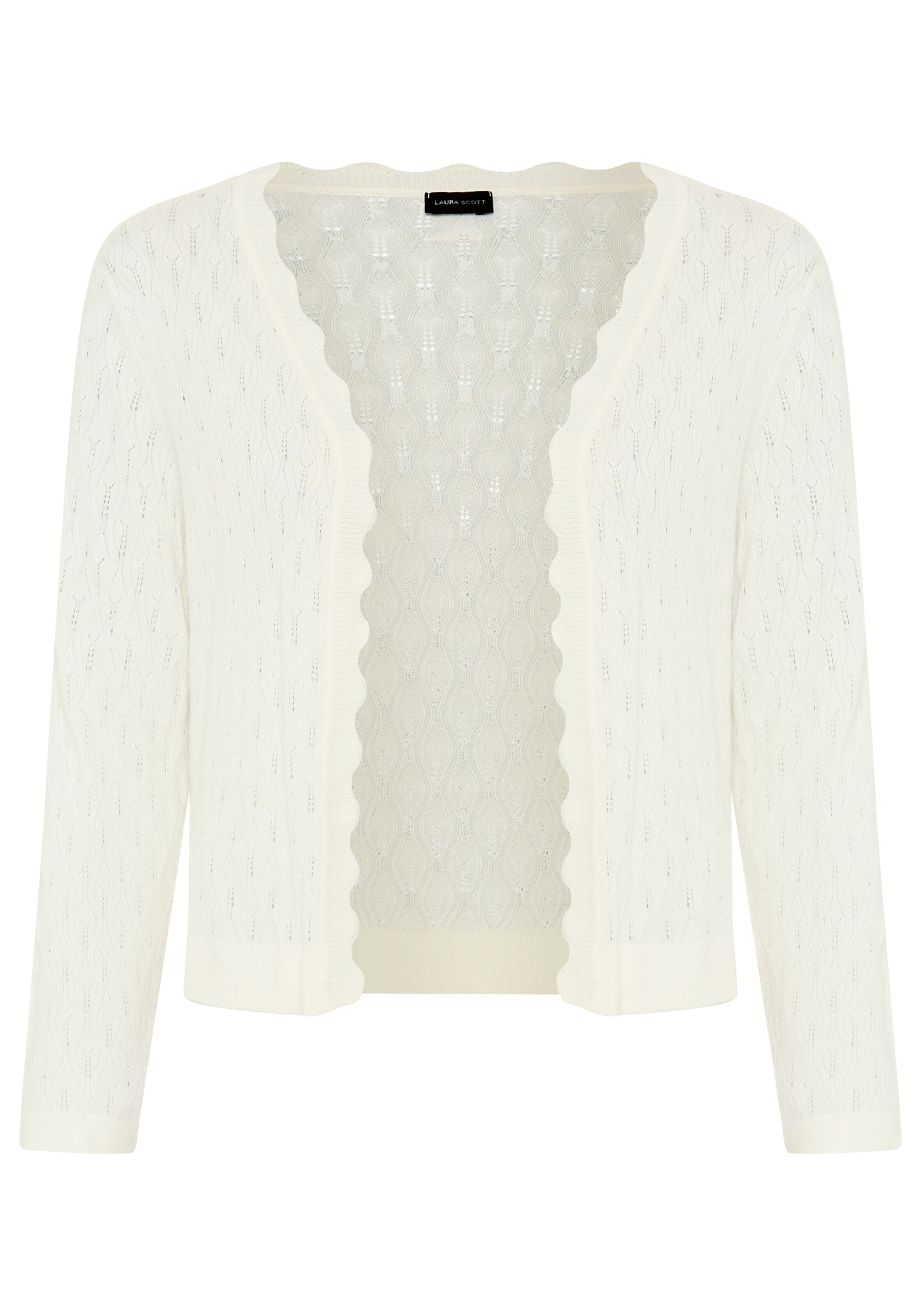 LAURA SCOTT Knit Cardigan in White: front