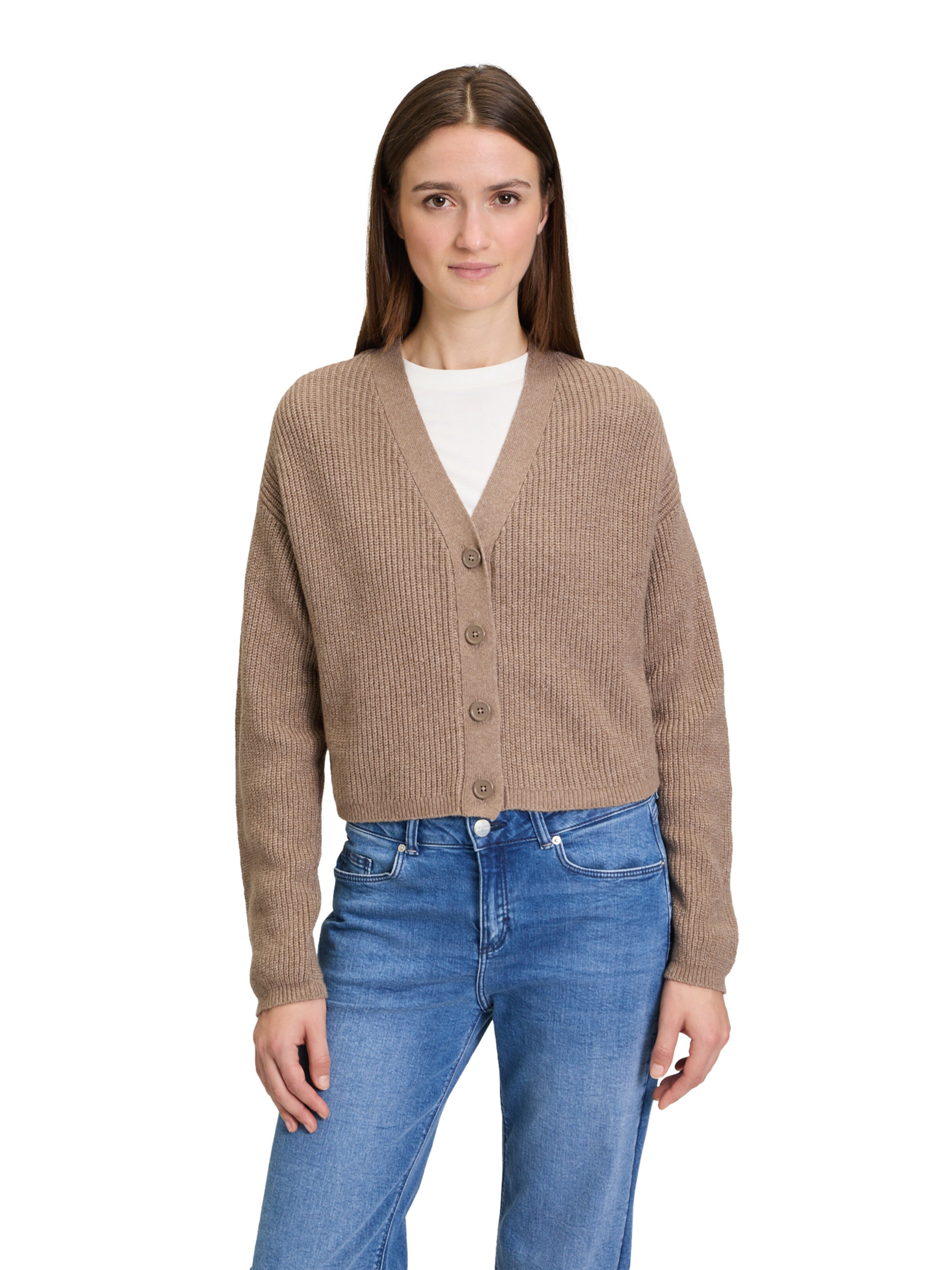 Cartoon Knit cardigan in Brown: front