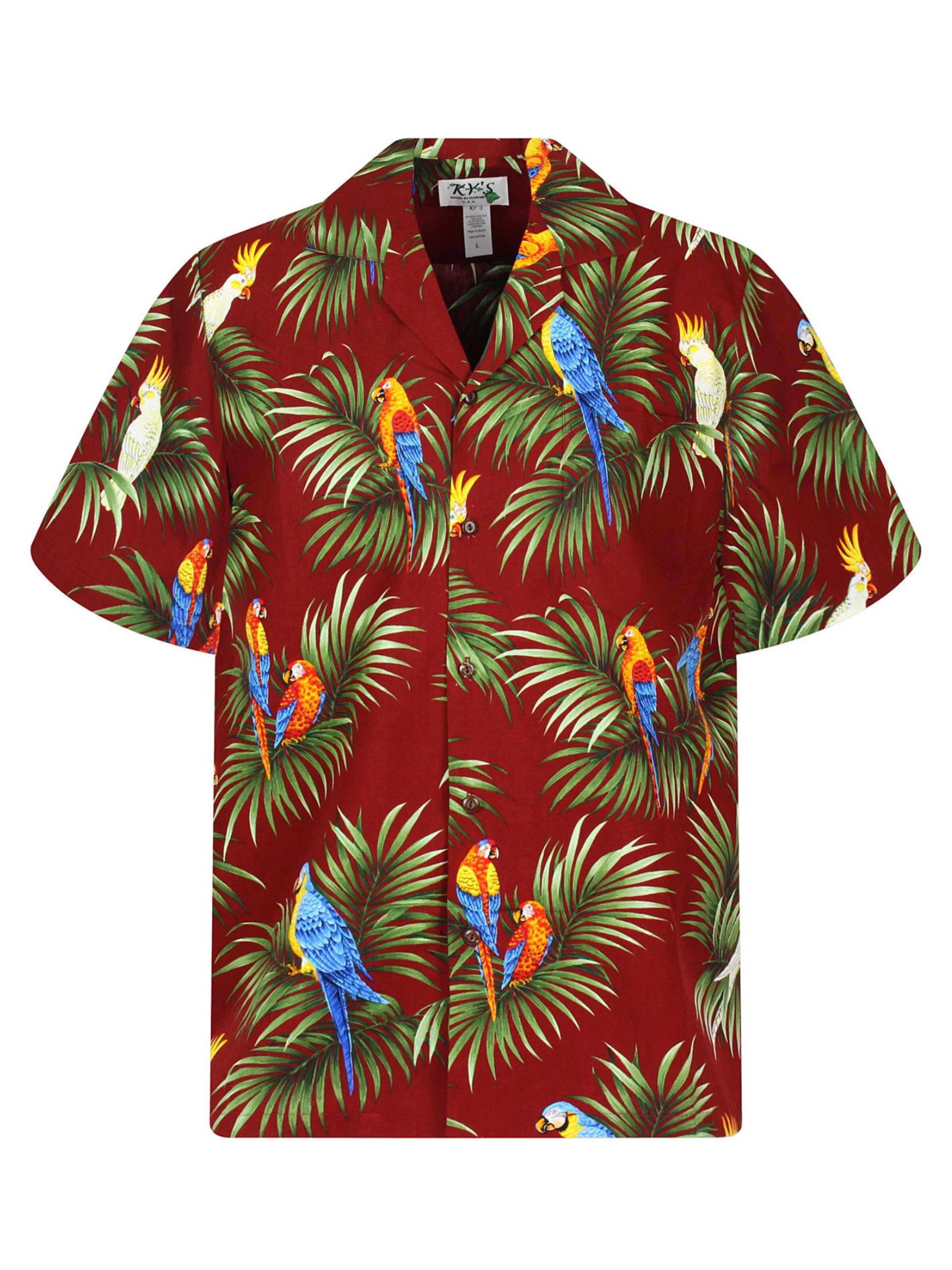 KY's Button Up Shirt 'Kakadu Allover' in Red: front