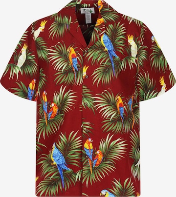 KY's Button Up Shirt 'Kakadu Allover' in Red: front