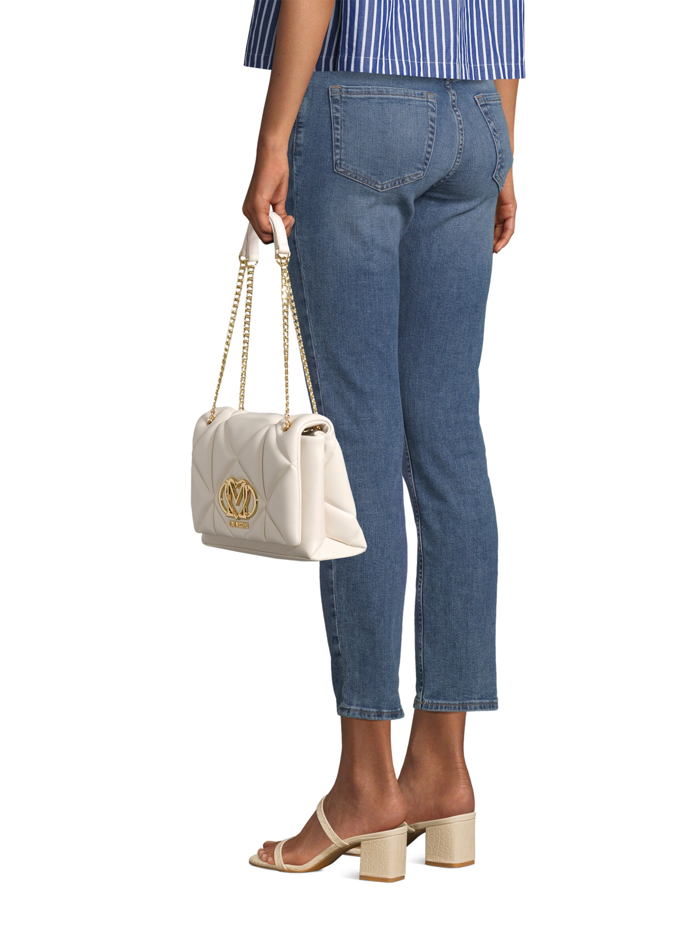 Love Moschino Crossbody Bag 'Embossed Q' in Beige