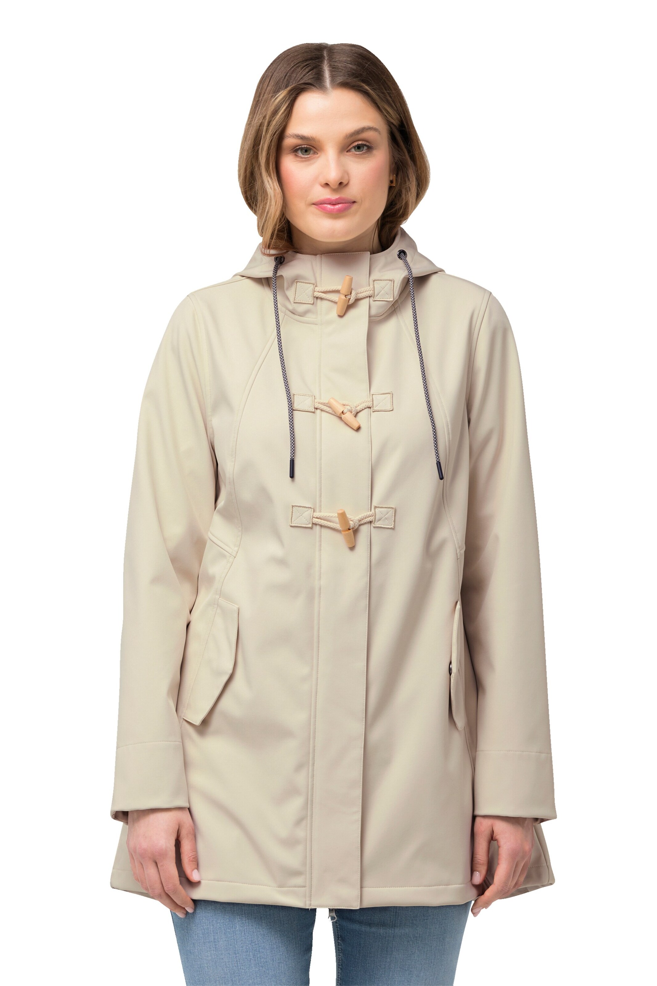 Ulla Popken Functionele jas in Beige: voorkant