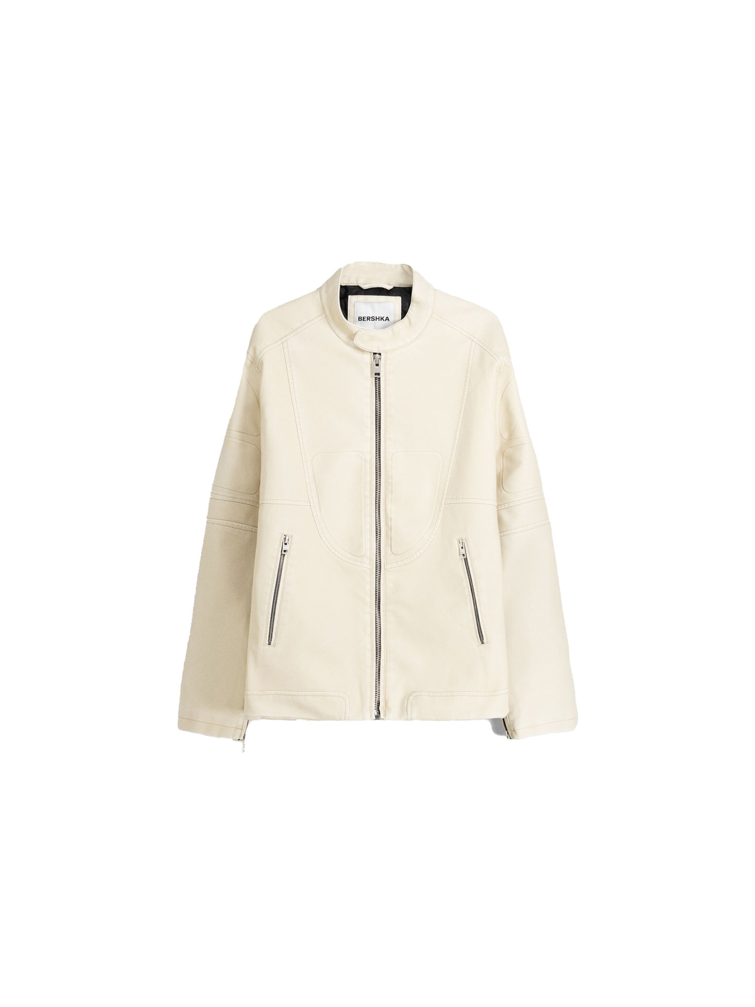 Bershka Přechodná bunda – bílá: přední strana