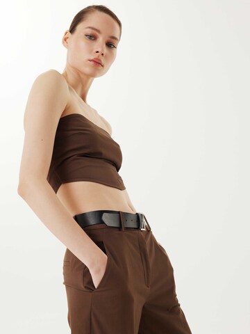 Twist Wide leg Pleated Pants in Brown