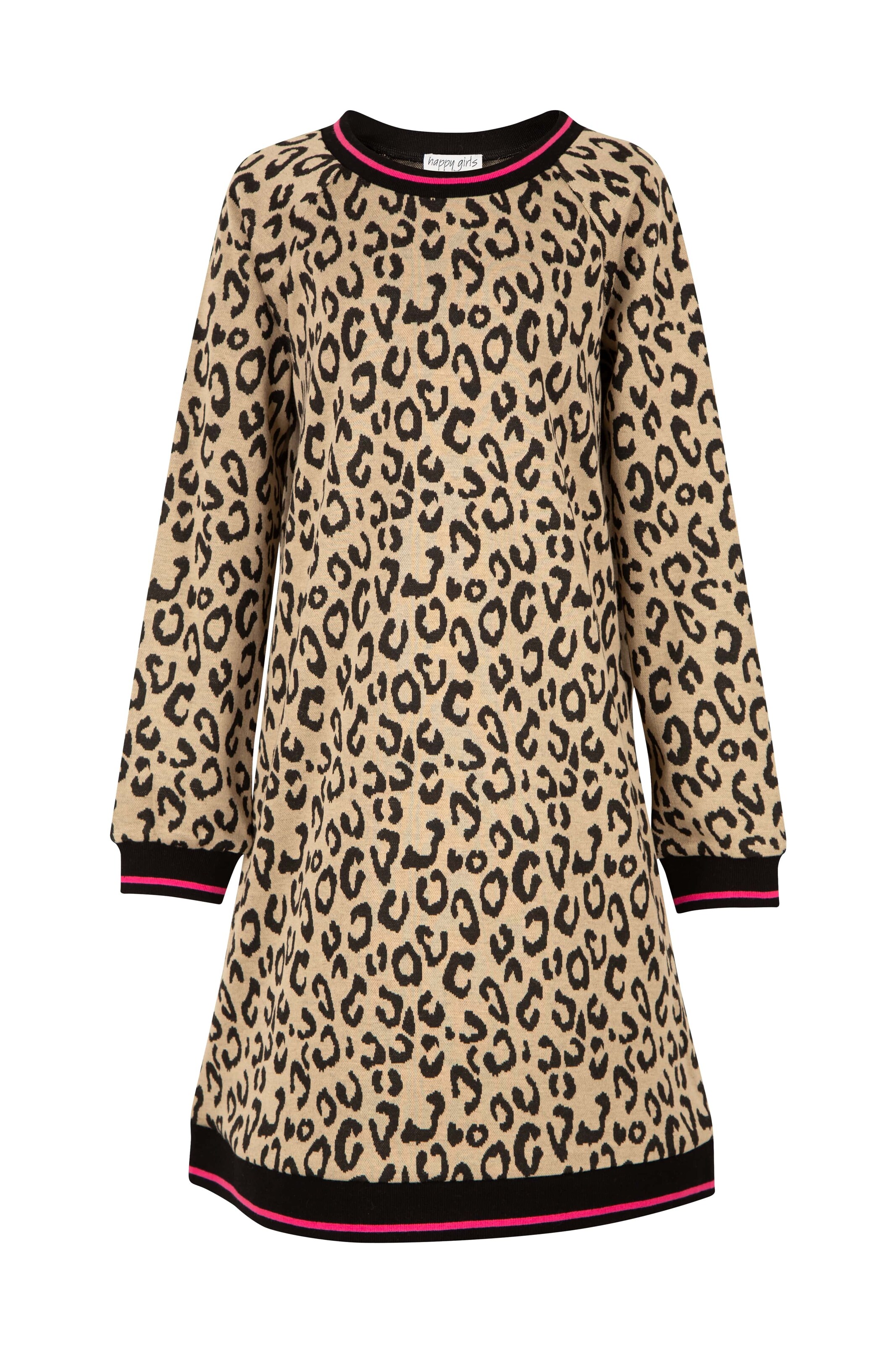 happy girls Dress in Beige: front