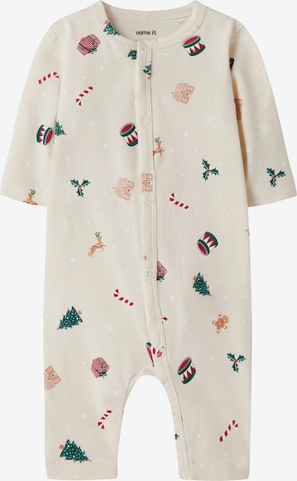 NAME IT Pidžama set 'NBNVISMAS' u višnja / bež siva / zelena / rubin crvena, Pregled proizvoda