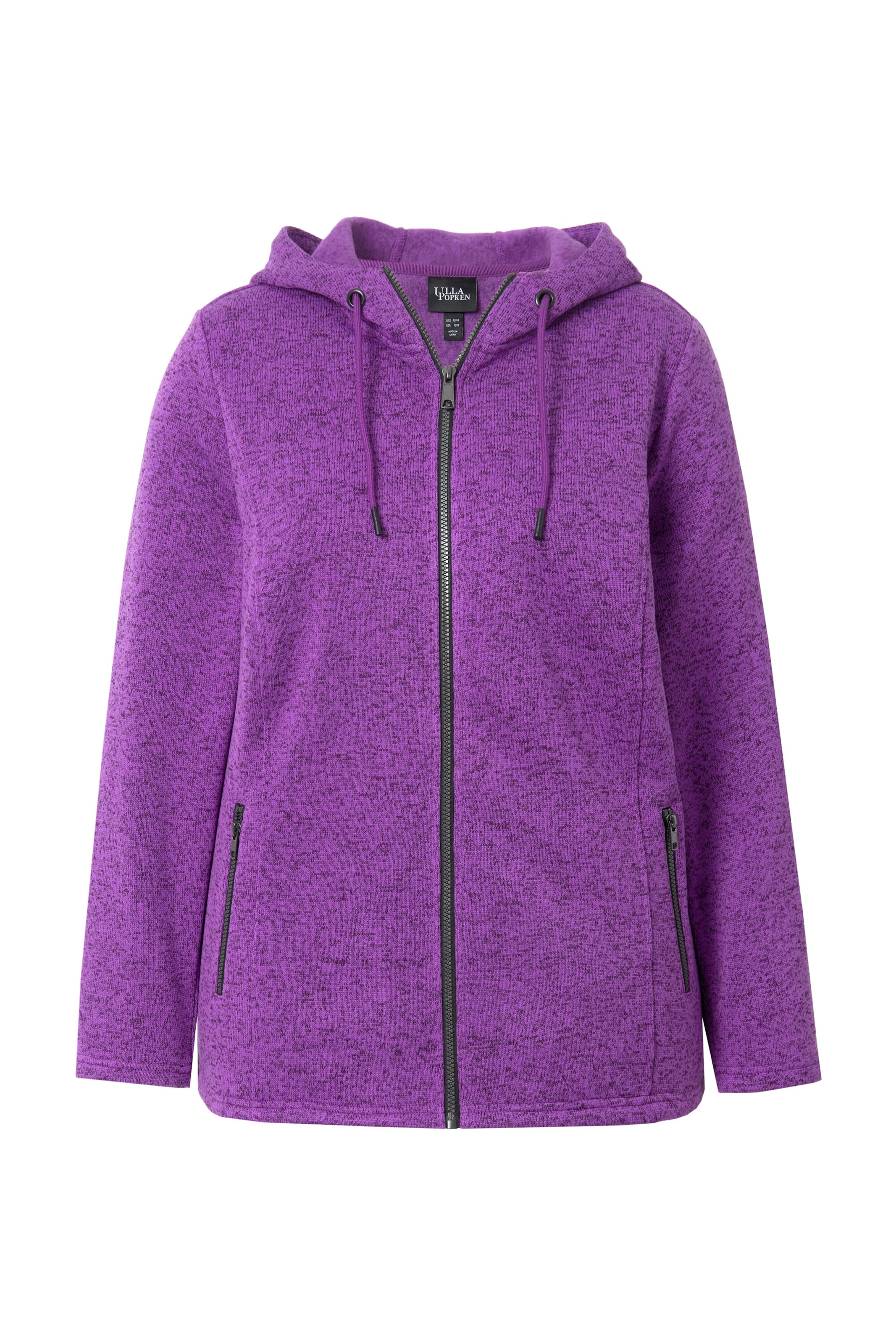 Ulla Popken Zip-Up Hoodie in Purple: front