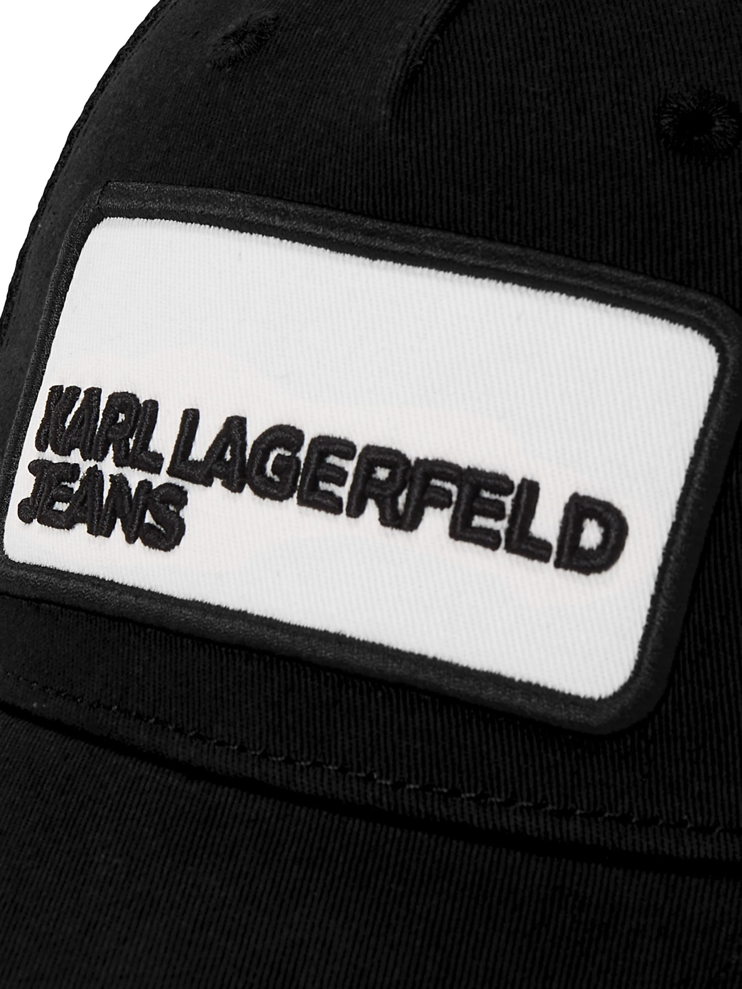 Cappello da baseball ' NETZSTOFF-KAPPE MIT KLJ-LOGO ' di KARL LAGERFELD JEANS in nero