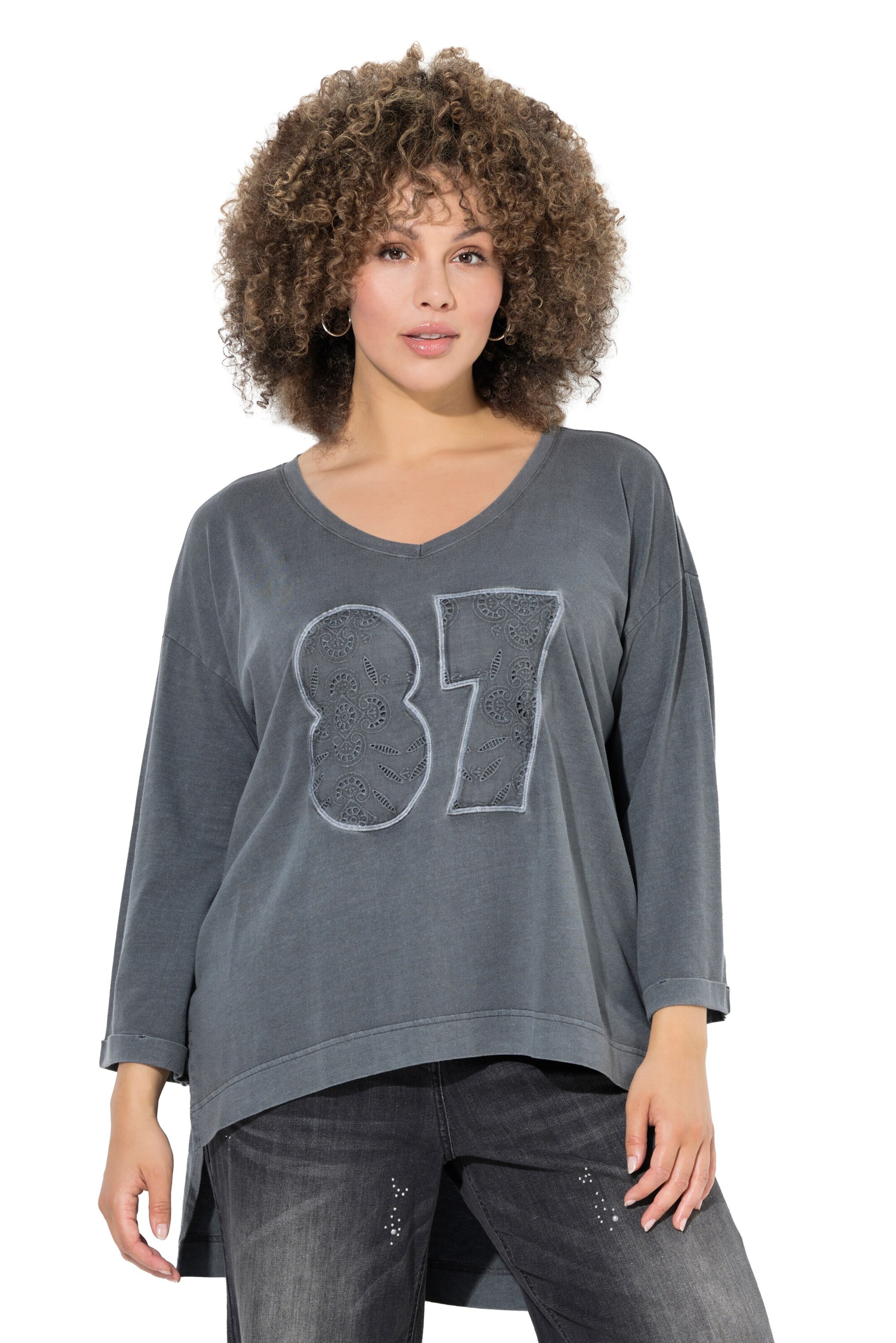 Ulla Popken Shirt in Grijs: voorkant