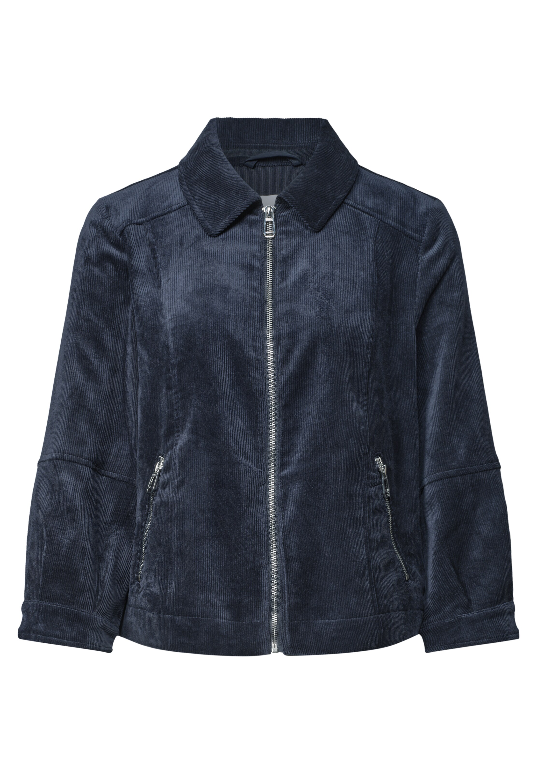 STREET ONE 3/4 Arm Cordjacke mit Hemdkragen in Blau: Vorderseite