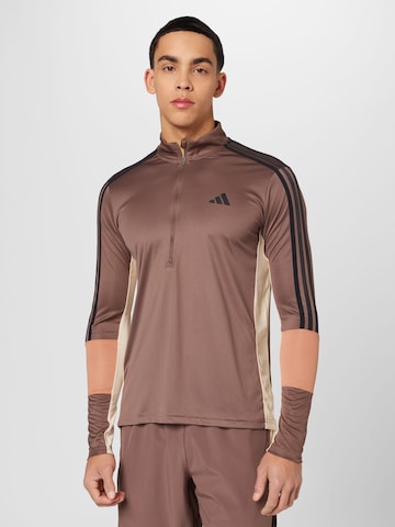 ADIDAS PERFORMANCETehnička sportska majica - smeđa boja: prednji dio