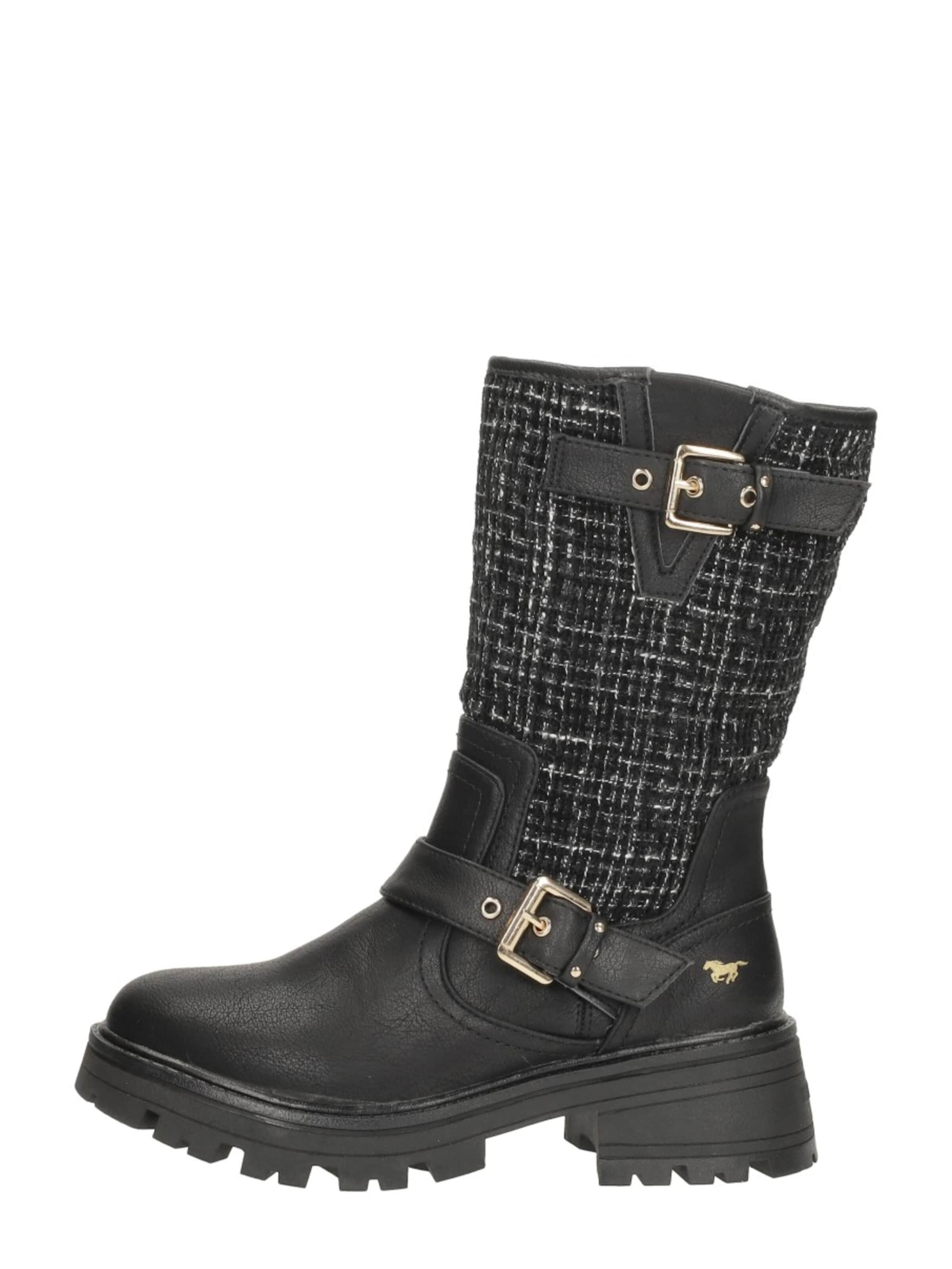 MUSTANG Boots 'Enkellaarsjes Plat' in Black: front