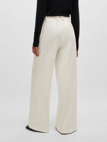 BOSS Flared Pleat-Front Pants 'Tacarana' in White