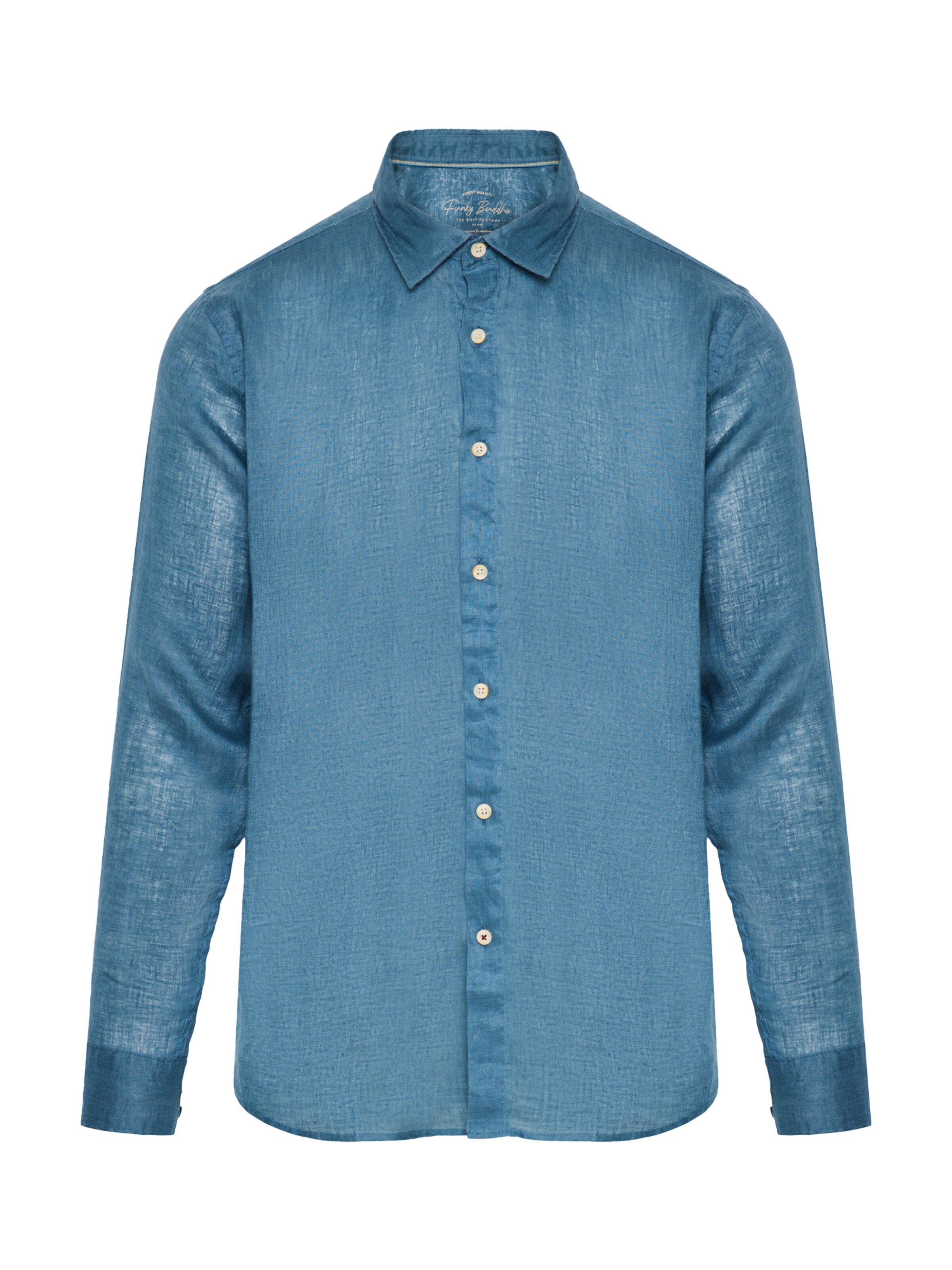 Funky Buddha Rovný strih Košeľa - Modrá: predná strana