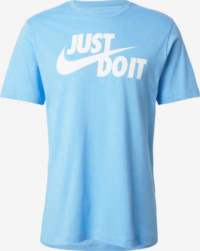 XS dydžio Marškinėliai 'Swoosh' iš Nike Sportswear, spalva – dangaus žydra / balta, Prekių apžvalga