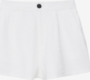 Pull&Bear Normální Kalhoty se sklady v pase – bílá: přední strana