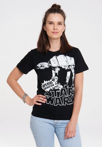 LOGOSHIRT Shirt 'Star Wars - AT-AT' in Black: front