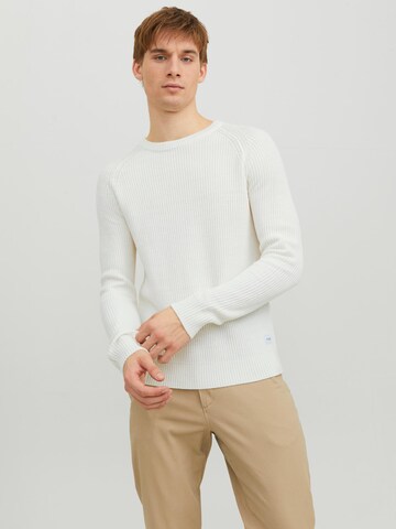 JACK & JONES Sweater 'Pannel' in White: front