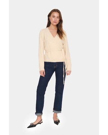 SAINT TROPEZ Gebreid vest 'Larna' in Beige: voorkant