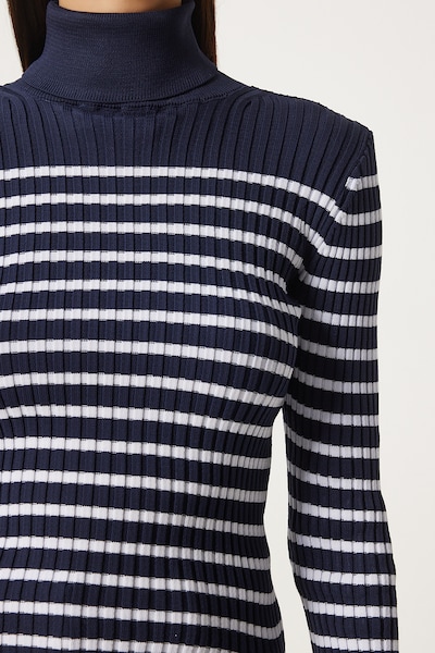 Happiness İstanbul Pullover in navy / weiß, Produktansicht