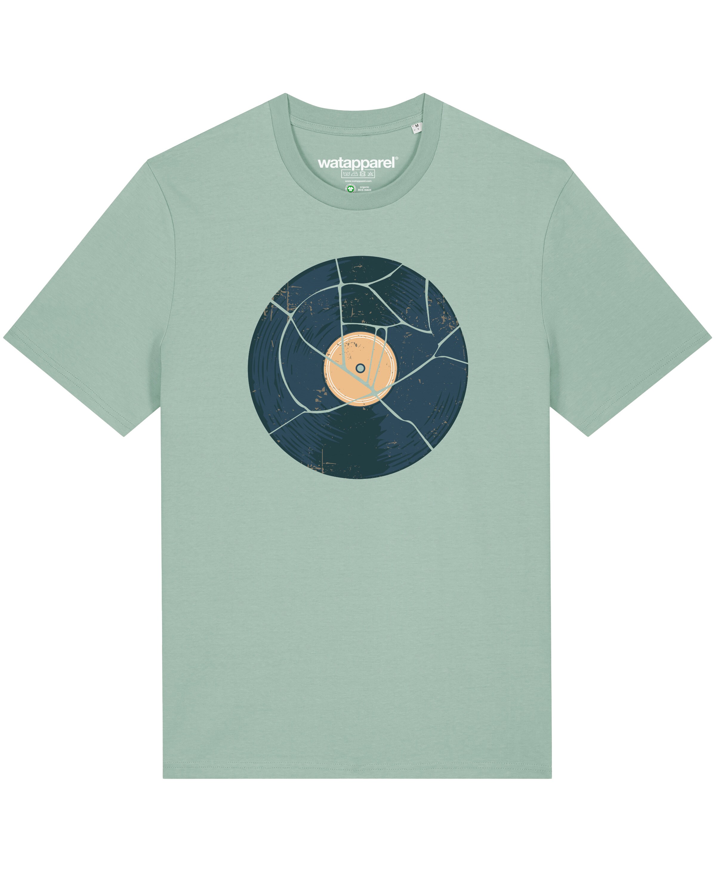 Maglietta ' Broken Vinyl ' di Watapparel in verde: frontale
