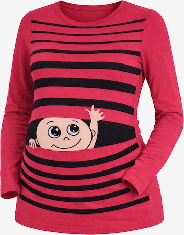M.M.C. Shirt 'Winke Winke Umstandslangarmshirt' in Pink: front