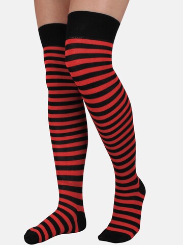 normani Over the Knee Socks in Red: front