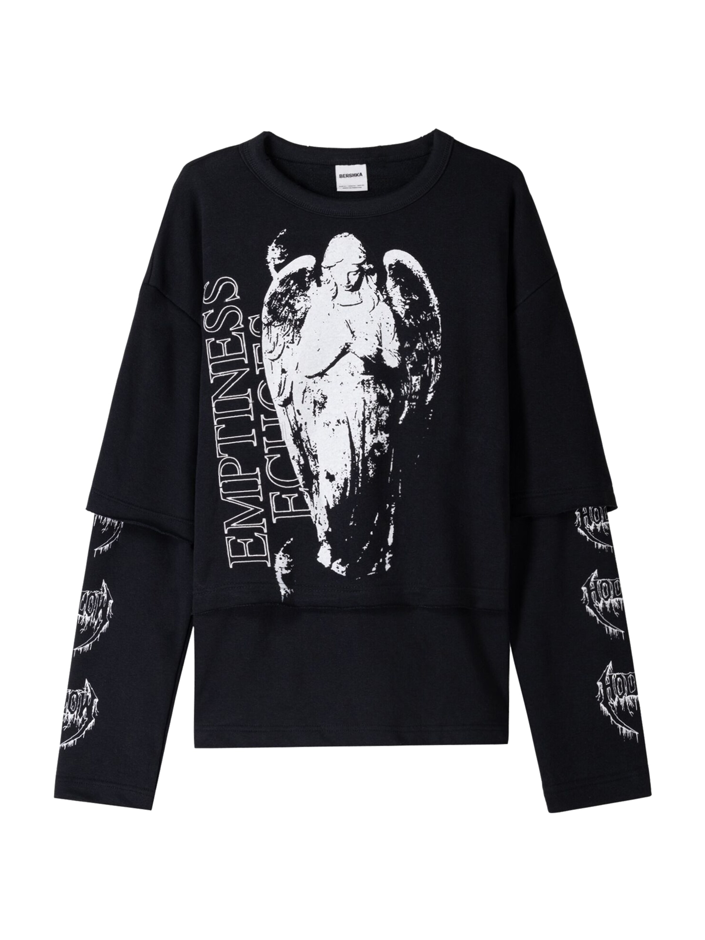 Bershka Tréning póló - fekete: elől