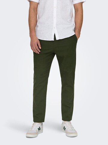 Only & Sons Tapered Pants 'ONSLinus' in Green: front