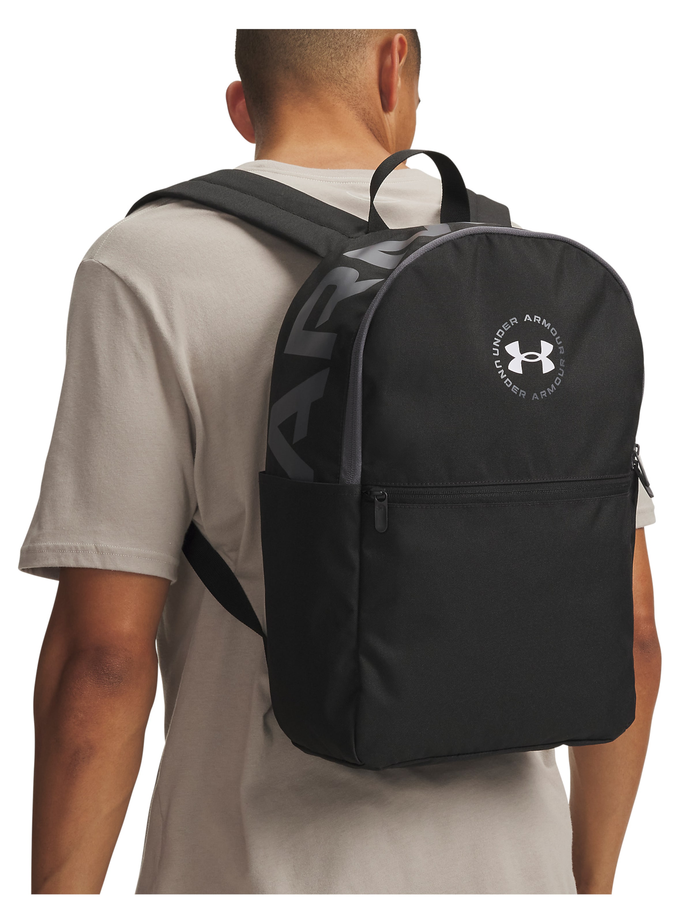 UNDER ARMOUR Sports backpack ' Essential mit Aufdruck ' in Black: front