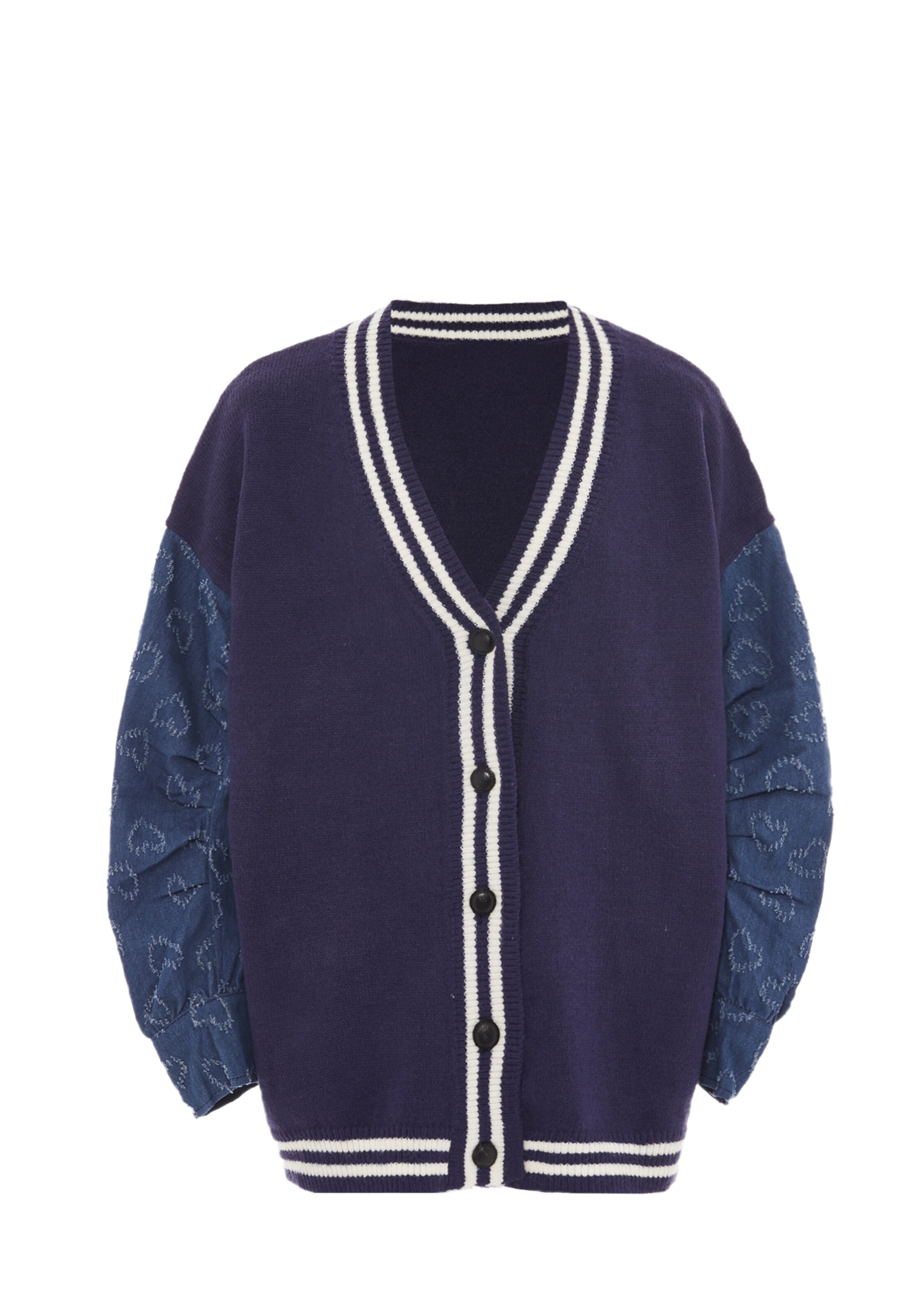 SANIKA - Casaco de malha em azul: frente