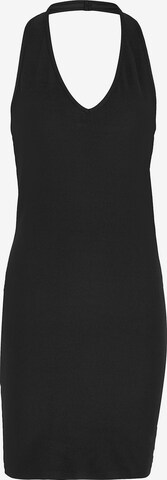 Tommy Jeans Halter Neck Ribbed Bodycon Dress in Schwarz: predná strana