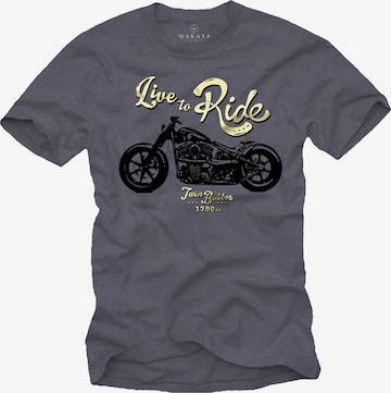MAKAYA Shirt 'Live to Ride' in Grey: front
