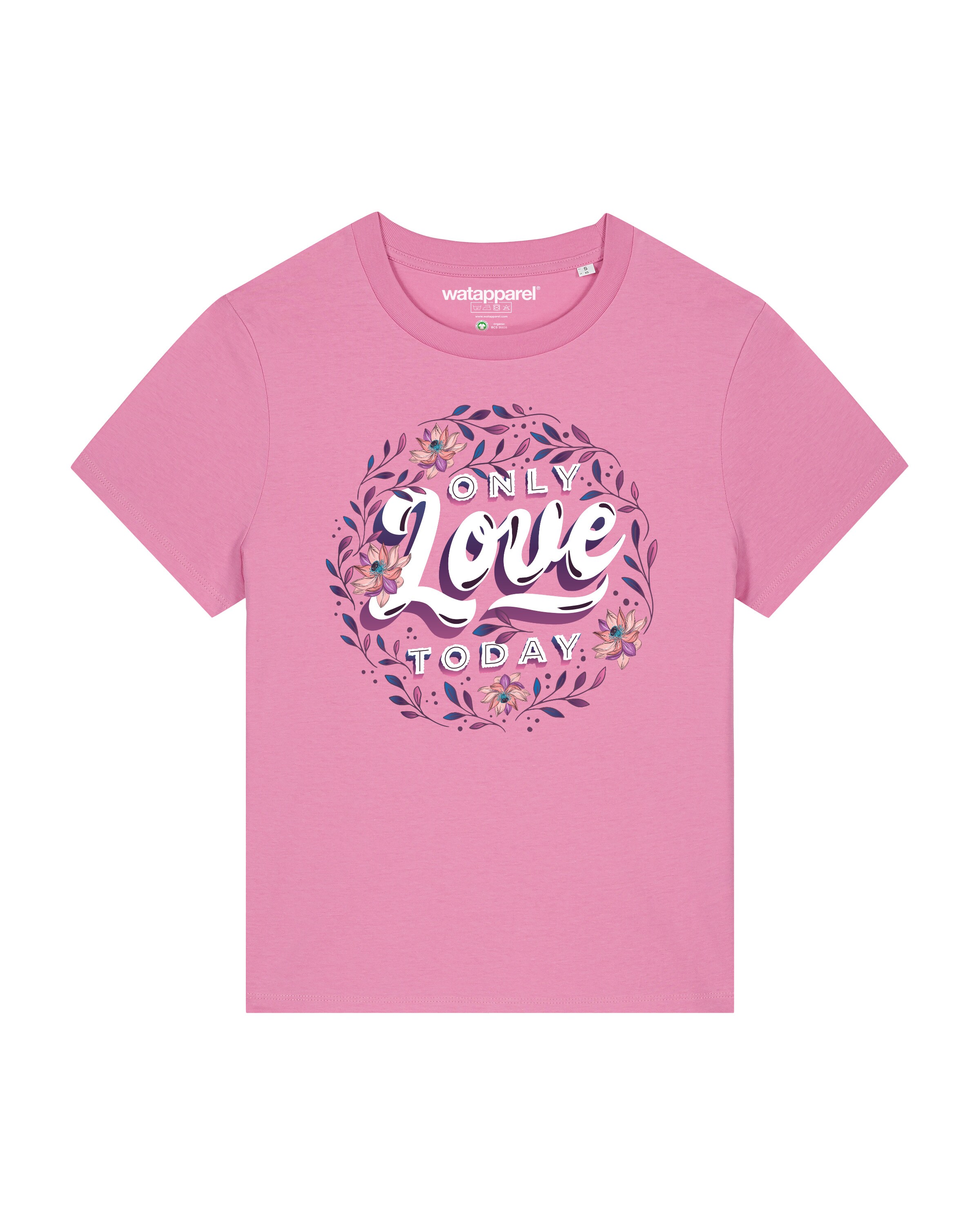 Maglietta 'Only love today' di Watapparel in rosa: frontale