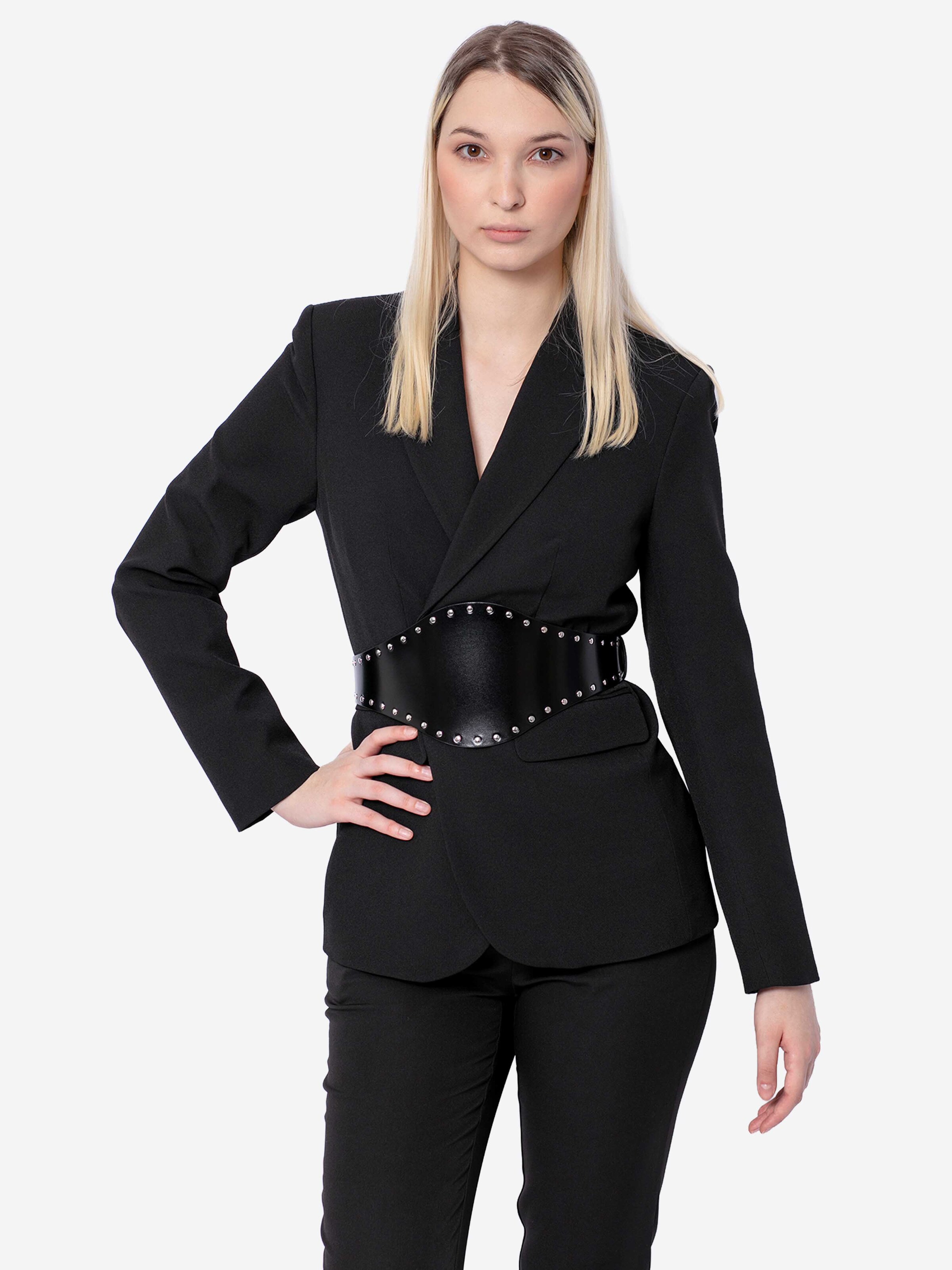 Haute Cuir - Cinturón 'Studded Cleope' en negro: frente