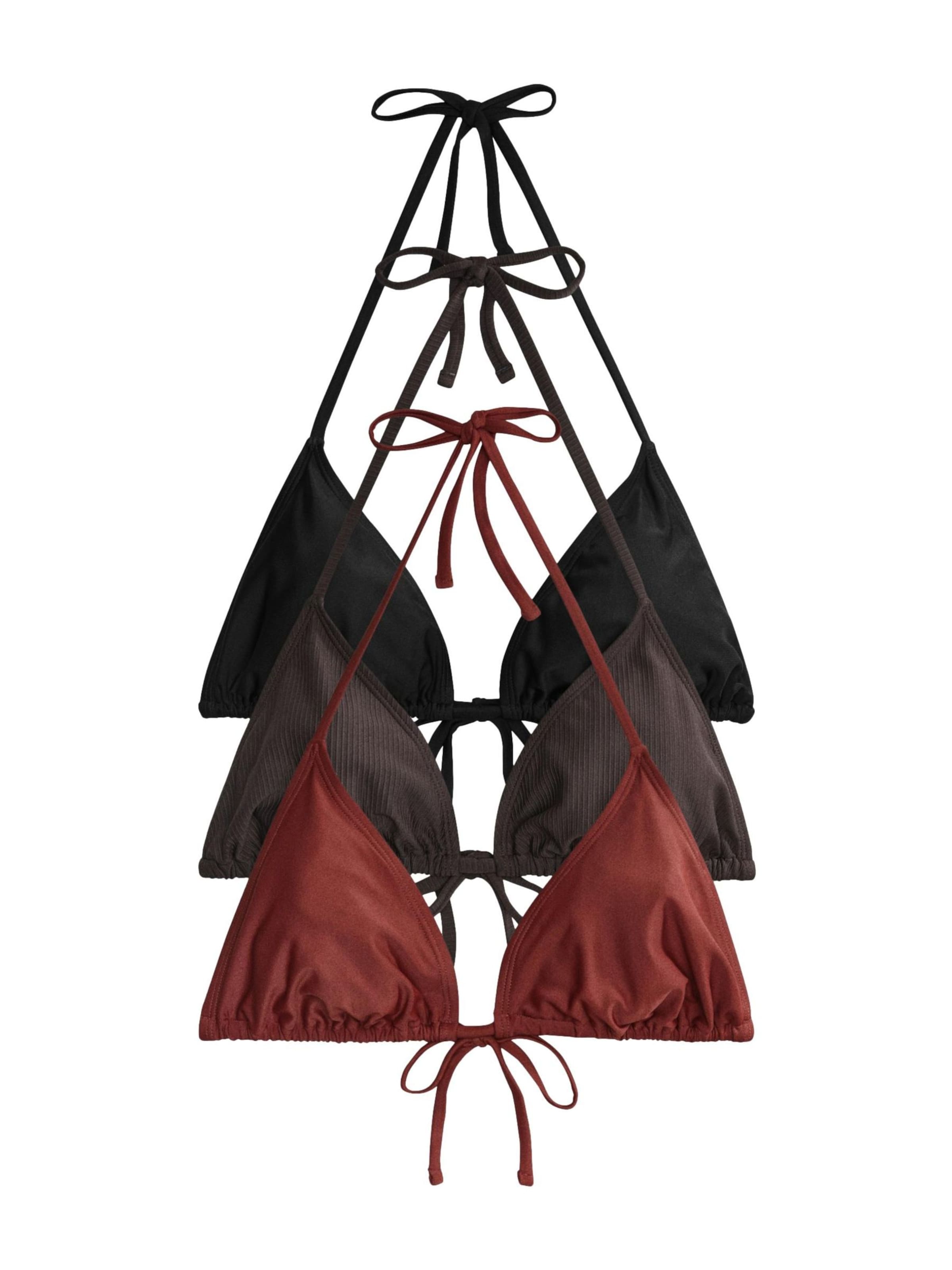 The Set Triangel Bikinitop in Bruin: voorkant