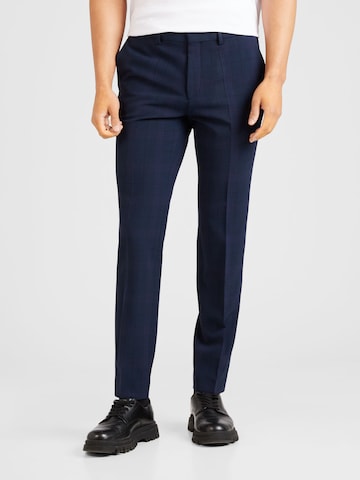 HUGO Red Slim fit Pleated Pants 'Hesten' in Blue: front