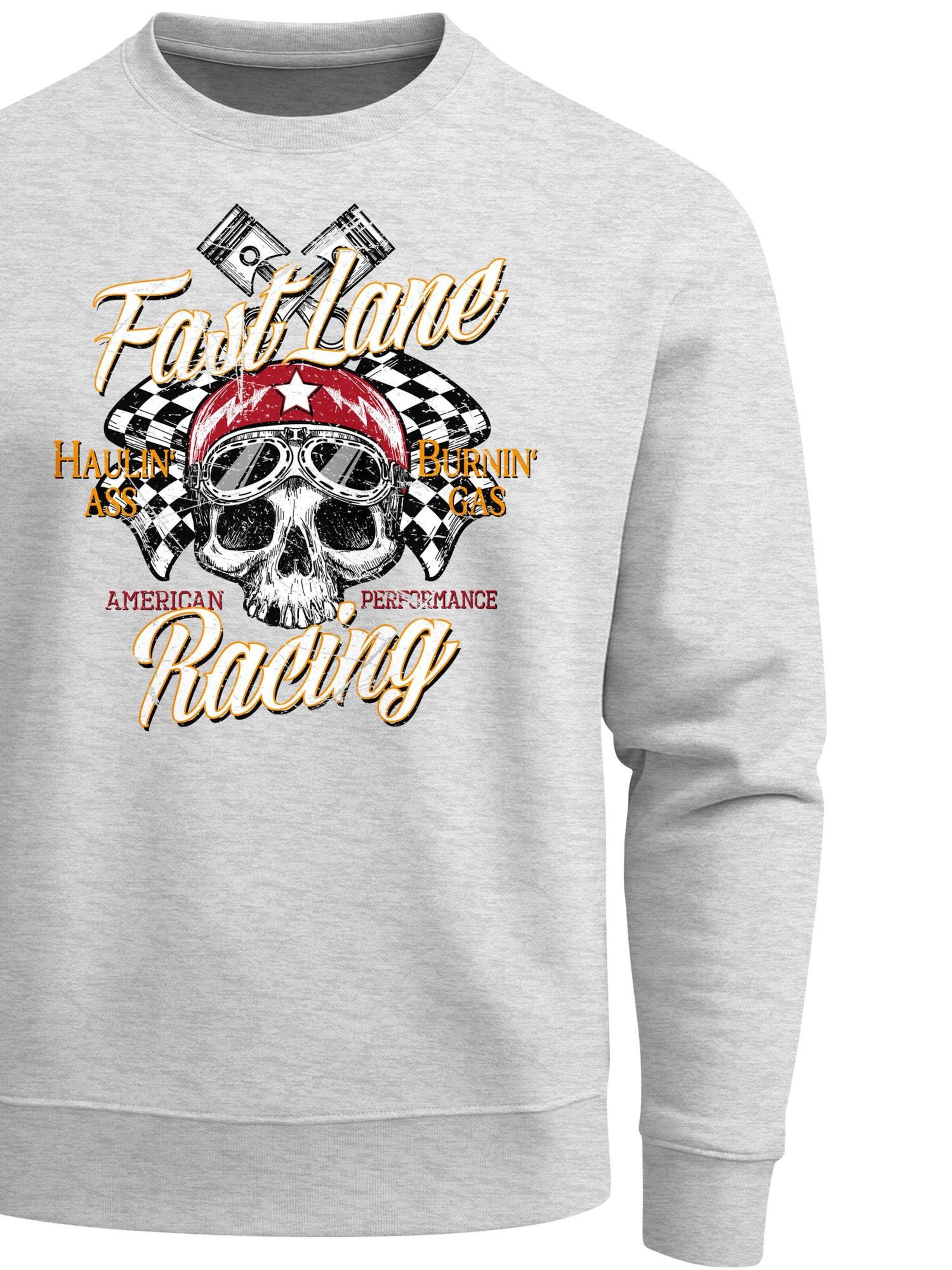 Neverless Sweatshirt 'Racing Skull' in Grey