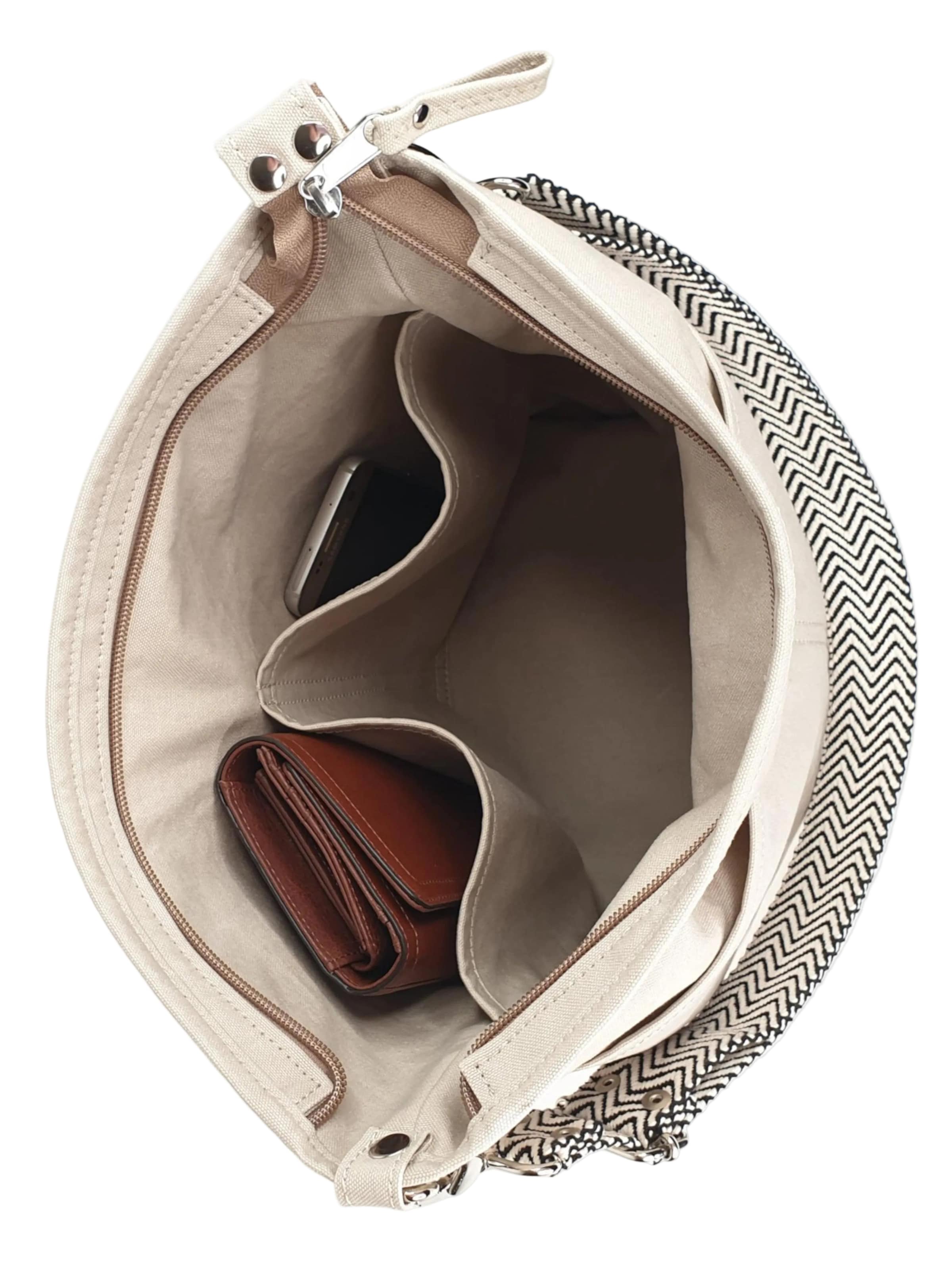 SANUMI Crossbody Bag 'Canvas Hobobag' in Grey