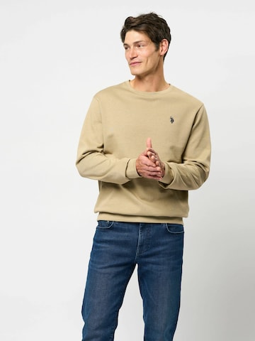 U.S. POLO ASSN. Sweatshirt 'Hugo' in Beige: voorkant
