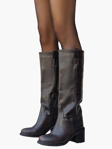 Boots 'Bottes motard à talons bloc - marron' VERA Collection en marron