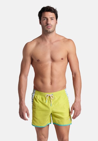 ARENA Kratke kopalne hlače 'TEAM STRIPE' | rumena barva: sprednja stran